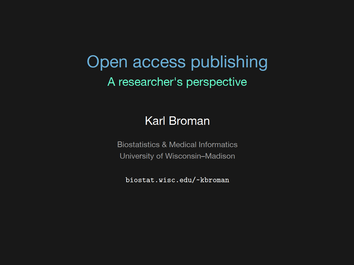 Open Access talk, title page