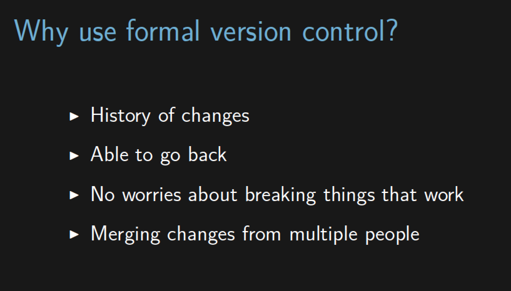 Slide with default font